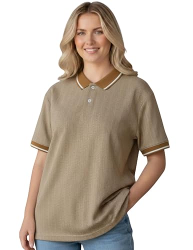 Image of Mack Jonney Women's Textured Polo T-Shirt | Half Sleeve Cotton Blend Top |Casual Collar Tee | Regular Fit-M7527