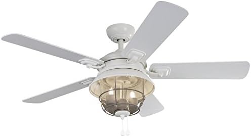 Harbor Breeze Altissa 52-in Matte White Indoor/Outdoor Downrod Mount Ceiling Fan with Light Kit