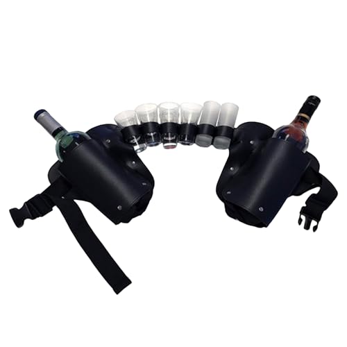Ceinture porte-bouteille de bière en cuir marron réglable sac banane d'extérieur pour randonnée