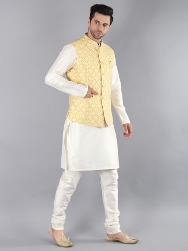 Image of Uri and MacKenzie Men's Silk Blend Kurta Pajama with Designer Ethnic Nehru Jacket /Modi Jacket