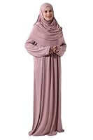 ihvan online Muslimische Gebetskleidung für Frauen, Islamisches Abaya mit Hijab, Einteiliges Langärmliges Muslimisches Kleid, Volle Abdeckung Während des Gebets, Islamische Geschenke, Rose