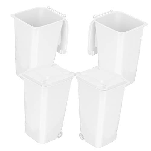 Pequeña papelera rectangular blanca de plástico para escritorio