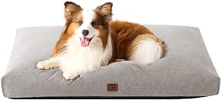 EHEYCIGA Memory Foam Dog Bed Large Washable, Orthopedic Dog Beds Waterproof Dog Mattress for Crate Bed, Soft Flannel Flat Pet Bed Cushion Mat with Removable Cover, 89x58x7.5cm, Dark Grey