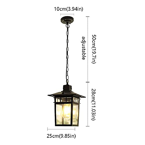 Lámpara colgante E27 de exterior clásica linterna de vidrio impermeable para jardín 6