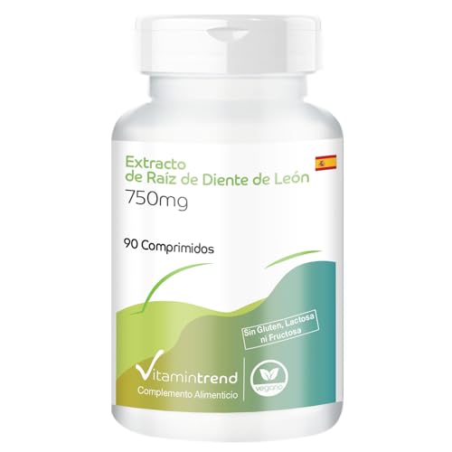 Extracto de raíz de diente de león 750mg - con 750mg de extracto de raíz de diente de león 10:1-90 comprimidos - dosis alta - vegano - suplementos de Alemania | Vitamintrend