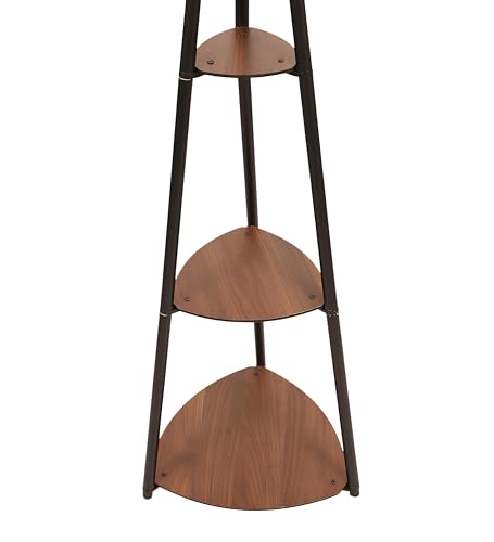 Image of AKWAY Bamboo Tripod Floor Lamp for Living Room Cane Floor Lamp for Home Rattan for Living Room Standing Lamp Wooden Floor Standing lamp for Bedroom (Bulb Not Included) (Tripod Shelf Jute 12 inchx8 inch)