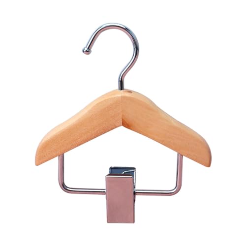 DUDOK Dog Clothes Hangers, Durable Dog Coat Hanger, Anti Rust Pet Outfit Hangers | Cat Clothes Display Hanger with Metal Clip, Natural Wood Pet Dress Hangers for Puppy, Small Pet, Dog, Cat
