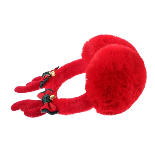 COLLBATH Christmas Earmuff Boys and Girls Knit Ear Muffs Red Reindeer Antler Headband Windproof Warm Ear for Boys and Girls