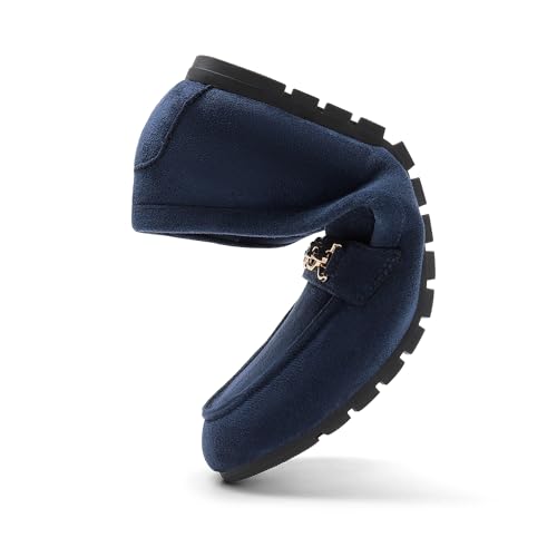 DREAM PAIRS Loafers for Women Casual Comfortable Slip On Flat Lightweight Leisure Work Shoe Comfort Walking Shoes,Size 8,Navy,DWUMSP2501