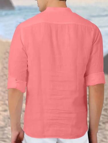 Image of FINIVO FASHION Men's Cotton Blend Solid Full Sleeve Combo Short Kurta Shirt, Regular Fit Solid Pattern Mandarin Collar Straight Kurta Shirt