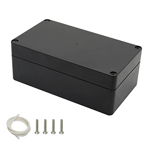 Image of Project Box IP65 Waterproof Dustproof ABS Plastic Enclosure Black Outdoor Project 6.2 x 3.5 x 2.4 inch (158 x 90 x 60 mm) with 1x Junction Box, 1x Rubber Grommet, 4x Screws