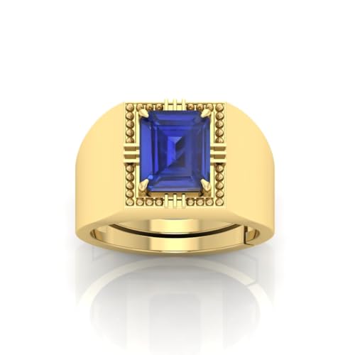 Bague saphir bleu naturel ajustable taille 16-22 pour homme soulagement astrologique