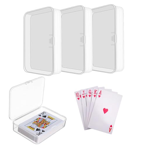 ADERBAKS 4 Pcs Playing Card Cases Clear Plastic Card Deck Box Plastic Trading Card Storage Box for Game Card Bank Cards Base Ball Trading Cards Business Cards & More