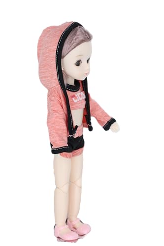 Image of Tickles Movable Joints Cute Beautiful Eyes Fashionable Dress Doll for Kids Girls (Color: Orange & Black Size: 30 cm)