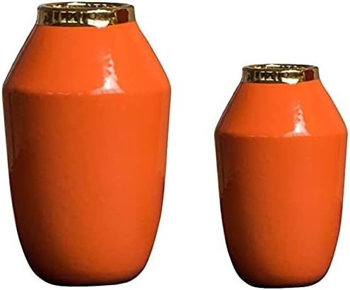 花の居間の花瓶 オレンジセラミックス花瓶 オレンジセラミックス花瓶のダイニングテーブルの結婚式の花屋さんの低い花瓶 3サイズの装飾 色 オレンジ サイズ A Color Orange Size A Cafe Du Jardin Com