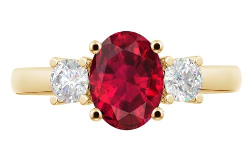 2 Carat Oval Natural Ruby and Diamond Engagement Ring (1.5ct Center, AAAA Heirloom Quality) RIPS102W7AM 14K Yellow Gold