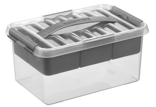 Sunware Q-line Boite de Rangement Plastique 6L – 30x20x14,5cm – Avec Couvercle – Avec Insertion Amovible – Paniers et boîtes de rangement