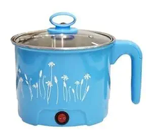RK BROTHERS GROUP Electric 1.5 Litre Mini Cooker Kettle With Glass Lid Base Base Cooking Pot Noodle Maker Egg Boiler Hot Pot Vegetable And Rice&Pasta Porridgetravel Cookers And Steamer,Blue