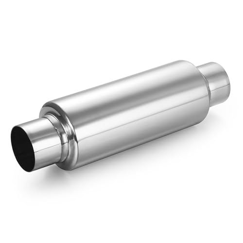 Image of A-KARCK 2.5 inch Inlet Exhaust Resonator, 2.5 inch Inlet 2.5 inch Outlet 16 inch Overall Length Muffler Resonator Stainless Steel,Polished