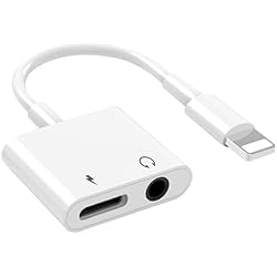 2 en 1 Adaptador de Auriculares para iPhone, [Certificado MFI] Adaptador de Auriculares Lightning a 3,5 mm para iPhone y Dongle Cargador, Convertidor de Auriculares para iPhone 14 Pro/13/12/11/XS/8/7