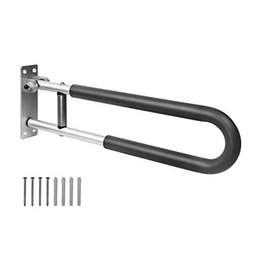 PEPE Mobility Toilet Hand Rail 58 cm / 23 Inch, Foldable Padded Grab Bar, Flip up Rails, Elderly and Disabled Aids