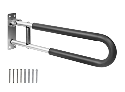 PEPE Mobility WC Haltegriff Toilette klappbar gepolstert 58 cm, Behinderten Wandstützgriff Aufstehhilfe für das Badezimmer, WC Stützklappgriff aus Aluminium, Toilettengriff zur Wandmontage