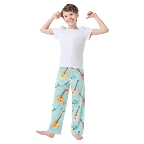 Colorful Guitar Boys Pants Boys Athletic Pants Long Pant for Boywith Pockets Wide-Leg Size 6-14Y3