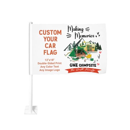 Banderas de coche personalizadas de 12 x 18 pulgadas, bandera de ventana impresa de doble cara personalizada para vehículos, diseña tu propio texto/imagen/logotipo, poliéster para todo tipo de clima