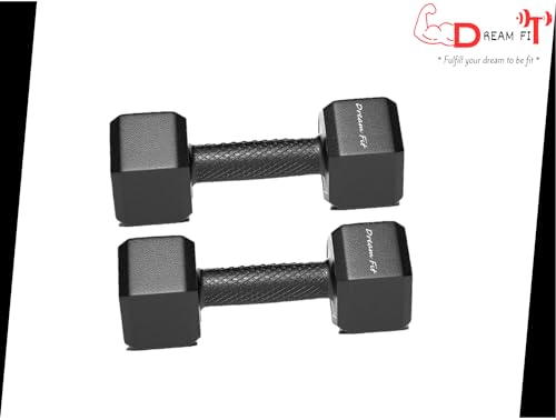Image of DREAM FIT PVC Hex Fixed Dumbbells Set for home gym - 1 pair (2Kg (1Kg x 2))
