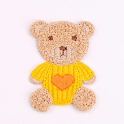Naszywka haftowana 6,5 * CM 30 SZTUK Cartoon Bear Ręcznie robione szydełkowe aplikacje Szydełkowe naszywki kwiatowe Małe haftowane Aplikacje do prasowania na odzież(Pink)