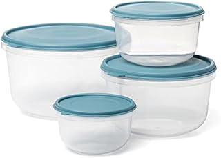 Tatay Set of 4 Food Lunch Boxes (1 x 0.3L, 1 x 0.6L, 1 x 1.2L, 1 x 2.2L), Flexible Lid, BPA Free, Microwave, Dishwasher and Freezer Safe. Blue