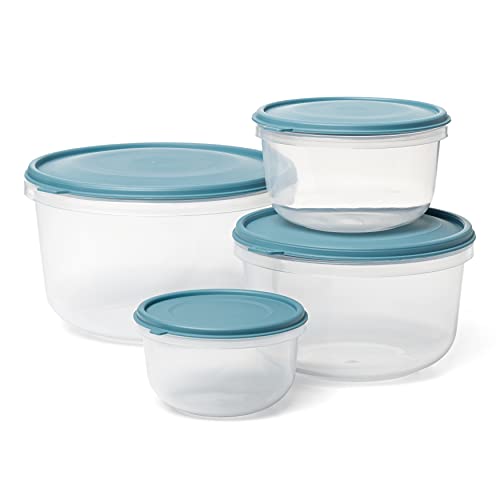 Tatay Recipientes Herméticos Para Alimentos Bowl | Set de 4: 2,2L + 1,2L + 0,6L + 0,3L | Tapa a Presión | Tupper Hermético | Apto Microondas, Lavavajillas, Nevera, Congelador | Plástico sin BPA, Azul