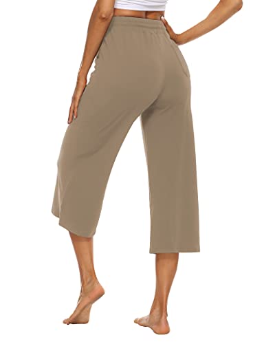 Oyanus Capris For Women Casual Summer Loose Comfy Drawstring Wide Leg Capri Pants With Pockets Lightkhaki L #TOP3