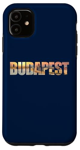 Budapest Text with Hungary Danube River & Parliament Graphic スマホケース iPhone 11 用