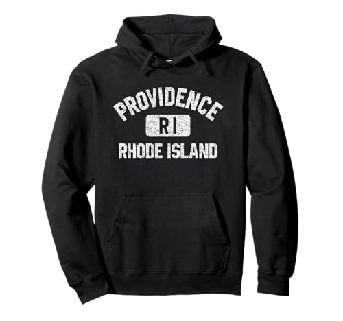 Providence RI Gym Style White Print Pullover Hoodie