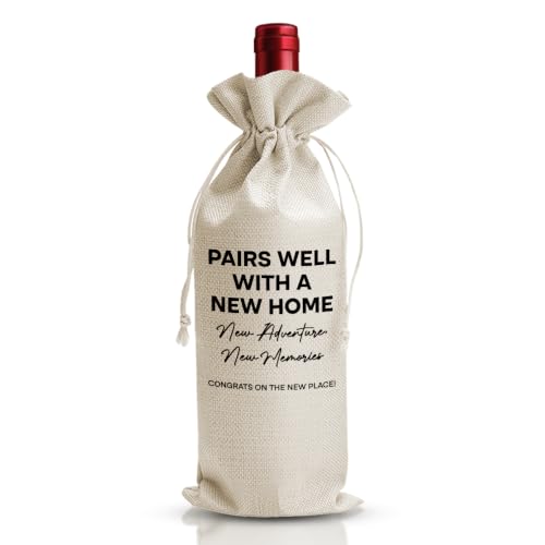DOI-LANEE Housewarming Gift for Homeowner, Homeowner Realtor Gifts, Return Burlap Drawstring Wine Bag, New Home Realtor Gifts to Clients New Home Owner