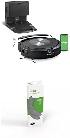 Bundle of iRobot Roomba Combo j7+ Self-Emptying Robot Vacuum & Mop - Fully Retractable Mop pad, Identifies & Avoids Obstacles, Ideal for Pets w/iRobot Authentic Microfiber Mopping Pad, 2-Pack