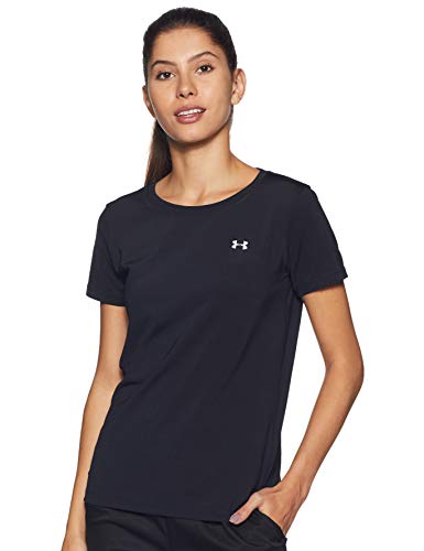 Under Armour Ua Hg Ss, Camiseta de Manga Corta Para Mujer, Negro (Black), M