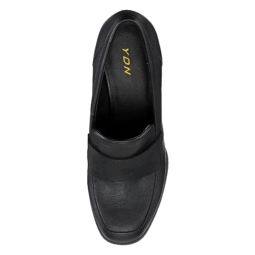 YDN Womens Dressy Pumps Square Closed Toe Slip On Loafers Wedge High Heel Shoes Business Daily Size 4-15 US3