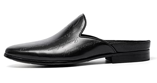 Santimon Men's Mules & Clogs Genuine Leather Slip-On Loafers - Dress Casual Open Back Sandals Slippers Summer Shoes for Business Prom Wedding2