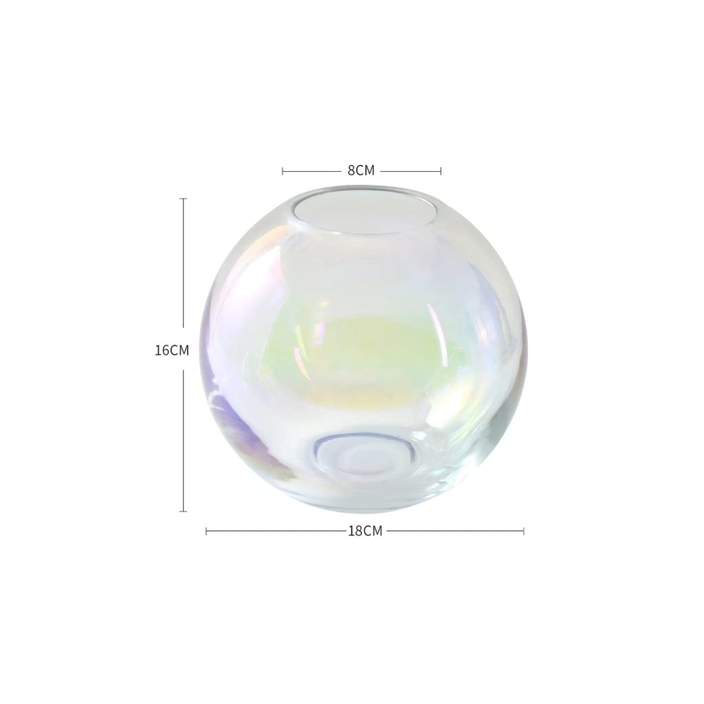 Aurora Ornament Symphony Rainbow Rose Flower Suche Kwiat Układ Proste Wazon Szklany Kreatywny Świeży Przejrzysty Umeblowanie (Size : 18cm*16cm)