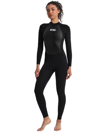 KMT Women Wetsuit, Womens 3/2mm Wetsuits Full Upgrade CR Neoprene Wet Suits Back Zipper