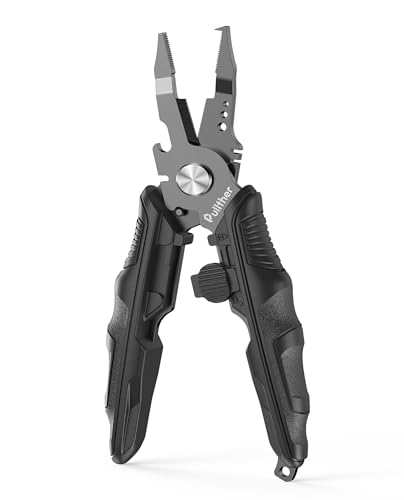 Pullther 小型 フィッシングプライヤー 釣り道具 釣り プライヤー 多機能 釣具 滑り止め 針外し PEライン切れる 軽量