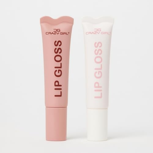 Image of CRAZY GIRL Combo of 2 Fruit Flavoured Tinted Lip Gloss | Natural Lip Gloss with Jojoba Oil, Beeswax & Hyaluronic Acid | Non-Sticky Hydrating Gloss Duo with Soft Silicone Applicator