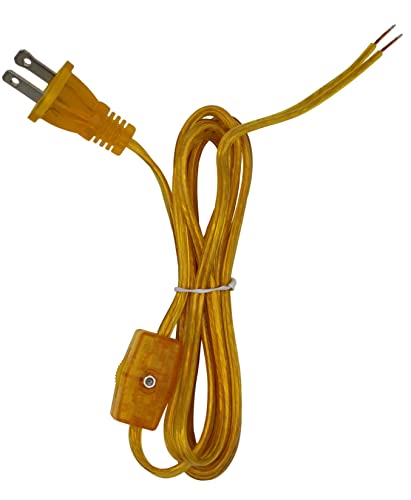 Creative Hobbies 8 Foot Gold Lamp Cord with On/Off Switch SPT-1 Power Cord Replacement Lamp Part UL Listed (1)
