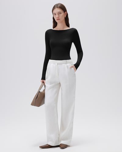 SUUKSESS Cloud Cashmere Women Boat Neck Fitted Long Sleeve Shirt Basic Knit Tops4