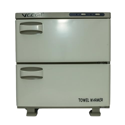 CnC Premium Towel Warmer, 2-Door Design, Professional Spa Salon Equipment, Double Compartment, Removable Shelves, Temperature Control, Nail Studio Accessory