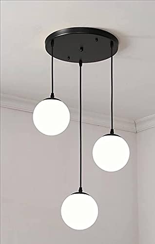 Image of Milky White Glass Globe 3-Light Cluster Hanging Ceiling Lamp, Round Ball Decorative Chandelier Pendant Light for (Bulb not Included) Cluster Set