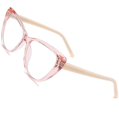 Image of Blue Light Blocking Glasses, TR90 Cat Eye Frame Computer Glasses With Anti Eyestrain & UV Glare Protection (Pink)