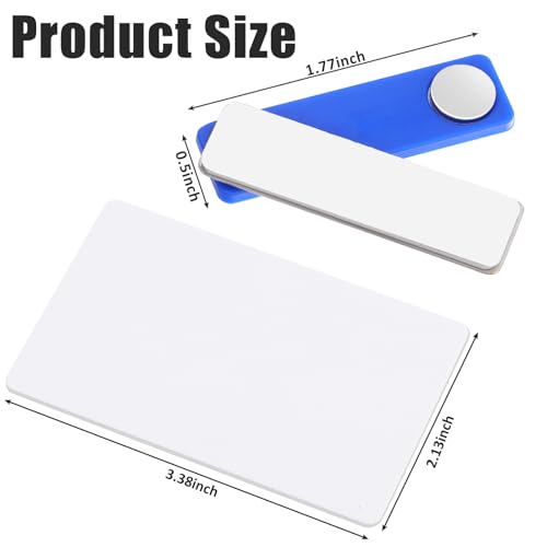 Image of Chinco 50 Sets Magnetic Name Tags 3.4 x 2.1'' Magnet Badge Holder DIY Blank Name Tags Personalized and Reusable Magnetic Backing for Office School Supplies(Blue)